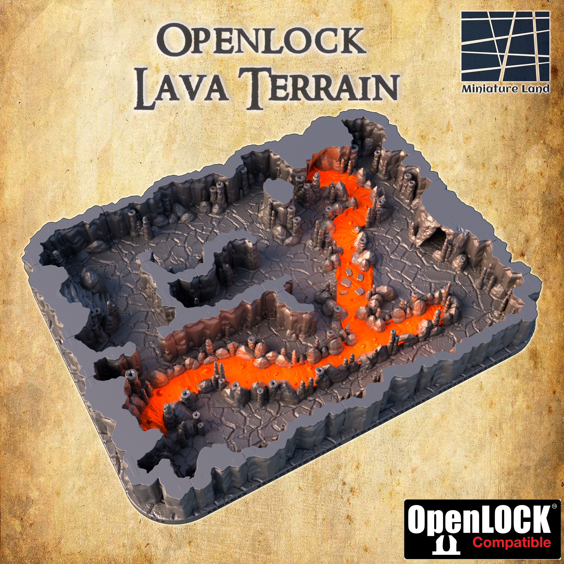 Openlock Lava Terrain - Tabletop Terrain - 28 MM